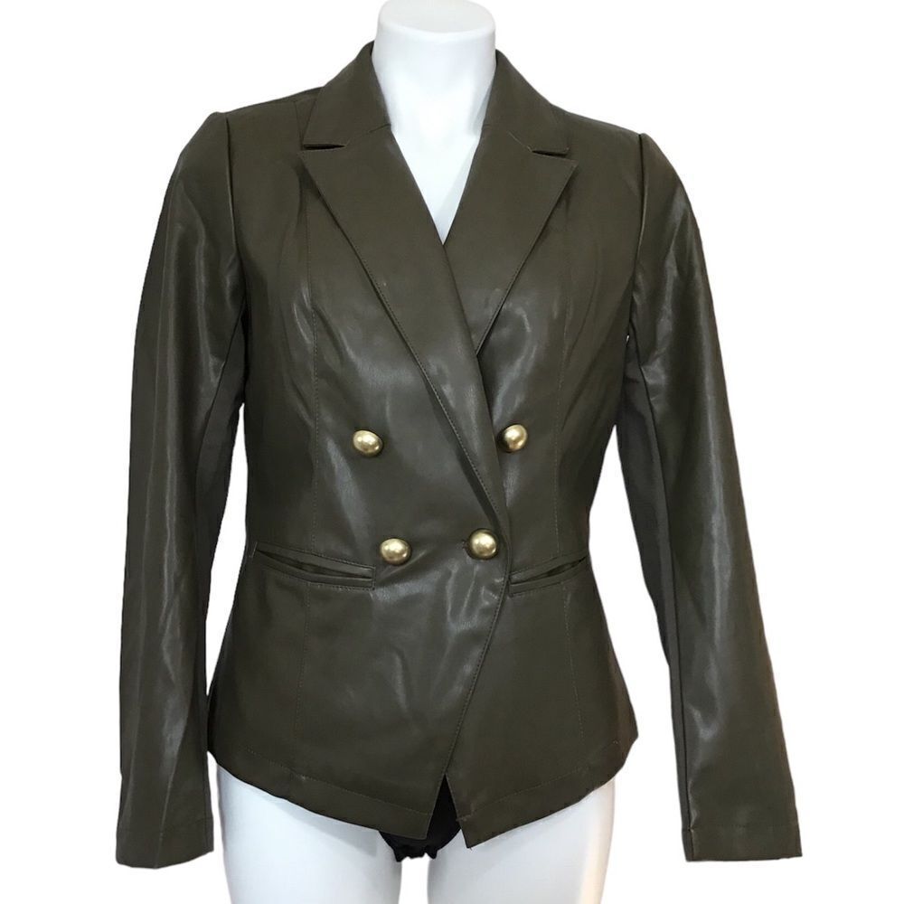 G By Giuliana Faux Leather Blazer Double Breast New Size Small